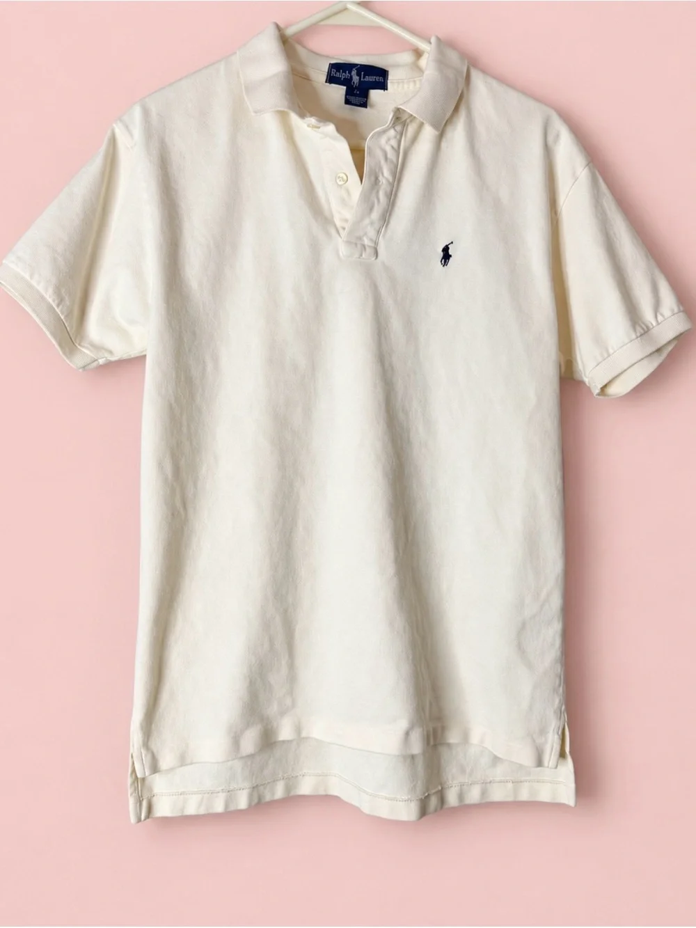 Vintage Ralph Lauren Cream Polo Shirt Size Large